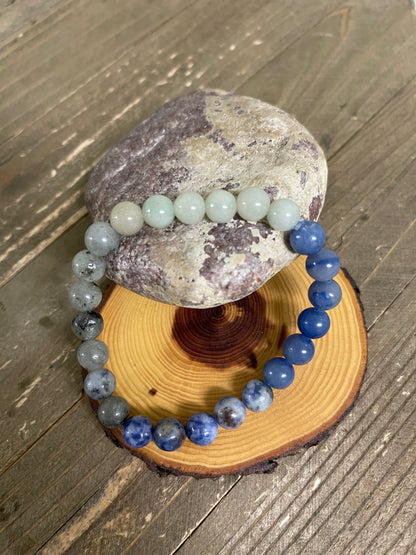 Ocean Breeze Beaded Elastic Bracelet;  Natural Gemstones; perfect gift for him or herPink tiful of LOVE