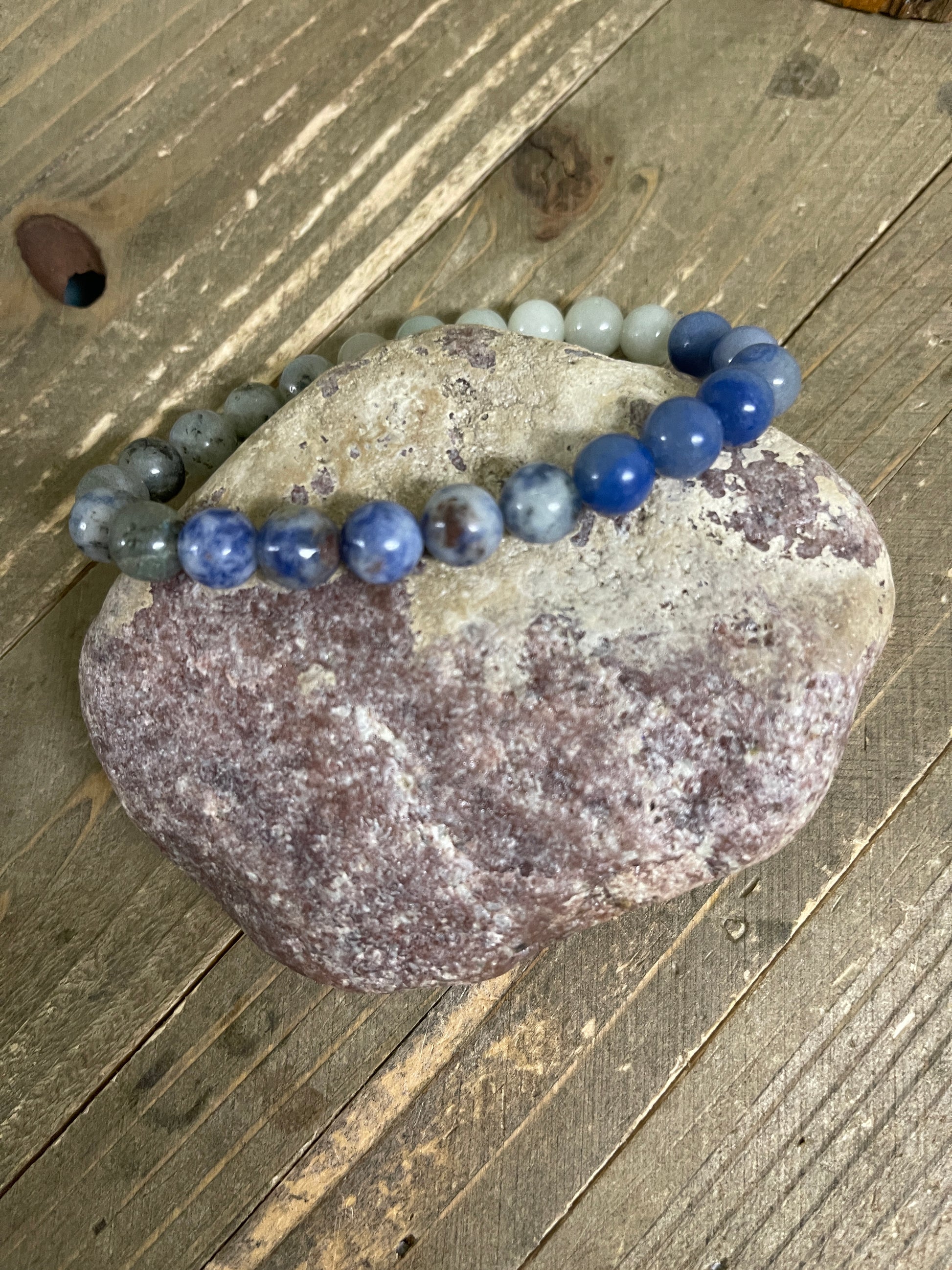Ocean Breeze Beaded Elastic Bracelet;  Natural Gemstones; perfect gift for him or herPink tiful of LOVE