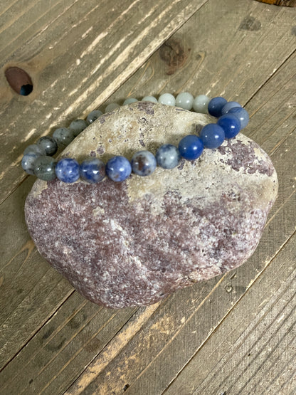 Ocean Breeze Beaded Elastic Bracelet;  Natural Gemstones; perfect gift for him or herPink tiful of LOVE