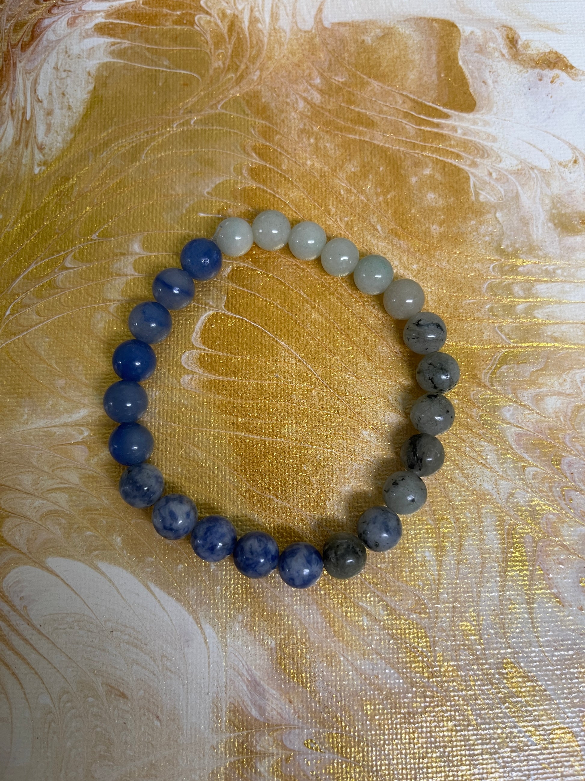 Ocean Breeze Beaded Elastic Bracelet;  Natural Gemstones; perfect gift for him or herPink tiful of LOVE