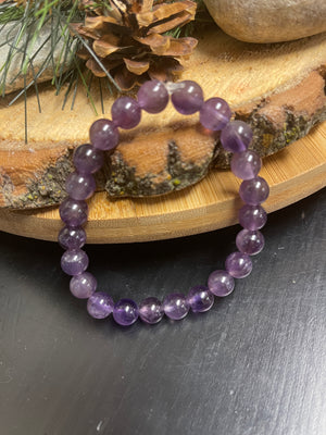 Amethyst Beaded Elastic Bracelet;  Natural Gemstones; perfect gift for him or her