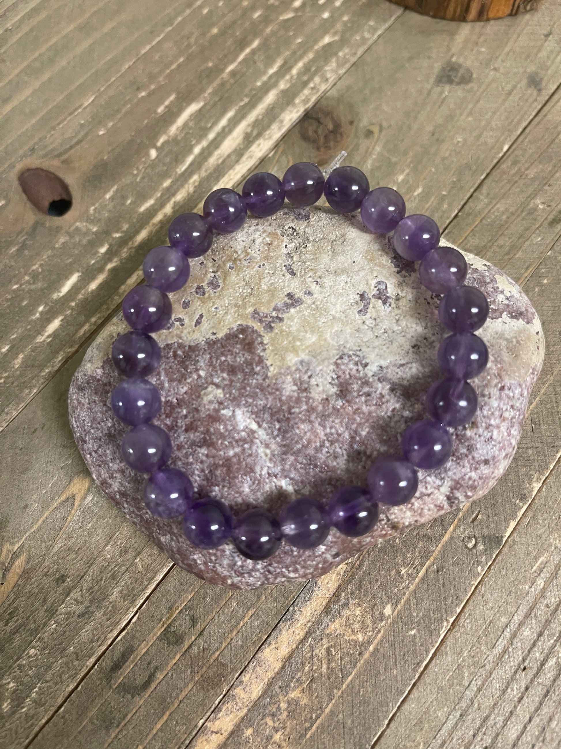 Amethyst Beaded Elastic Bracelet;  Natural Gemstones; perfect gift for him or herPink tiful of LOVE