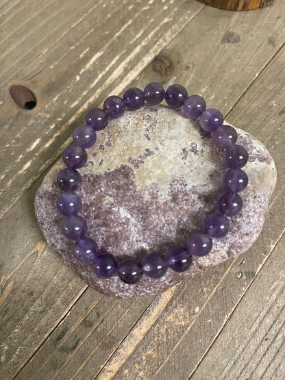 Amethyst Beaded Elastic Bracelet;  Natural Gemstones; perfect gift for him or herPink tiful of LOVE