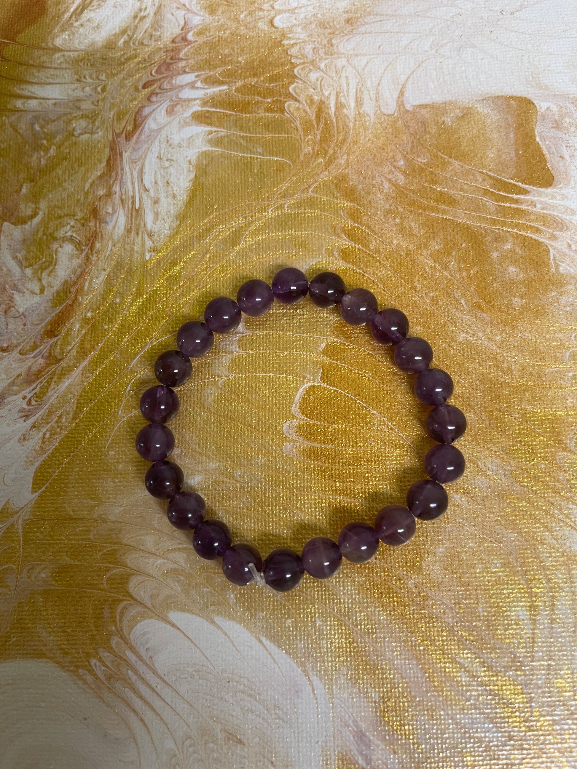 Amethyst Beaded Elastic Bracelet;  Natural Gemstones; perfect gift for him or herPink tiful of LOVE