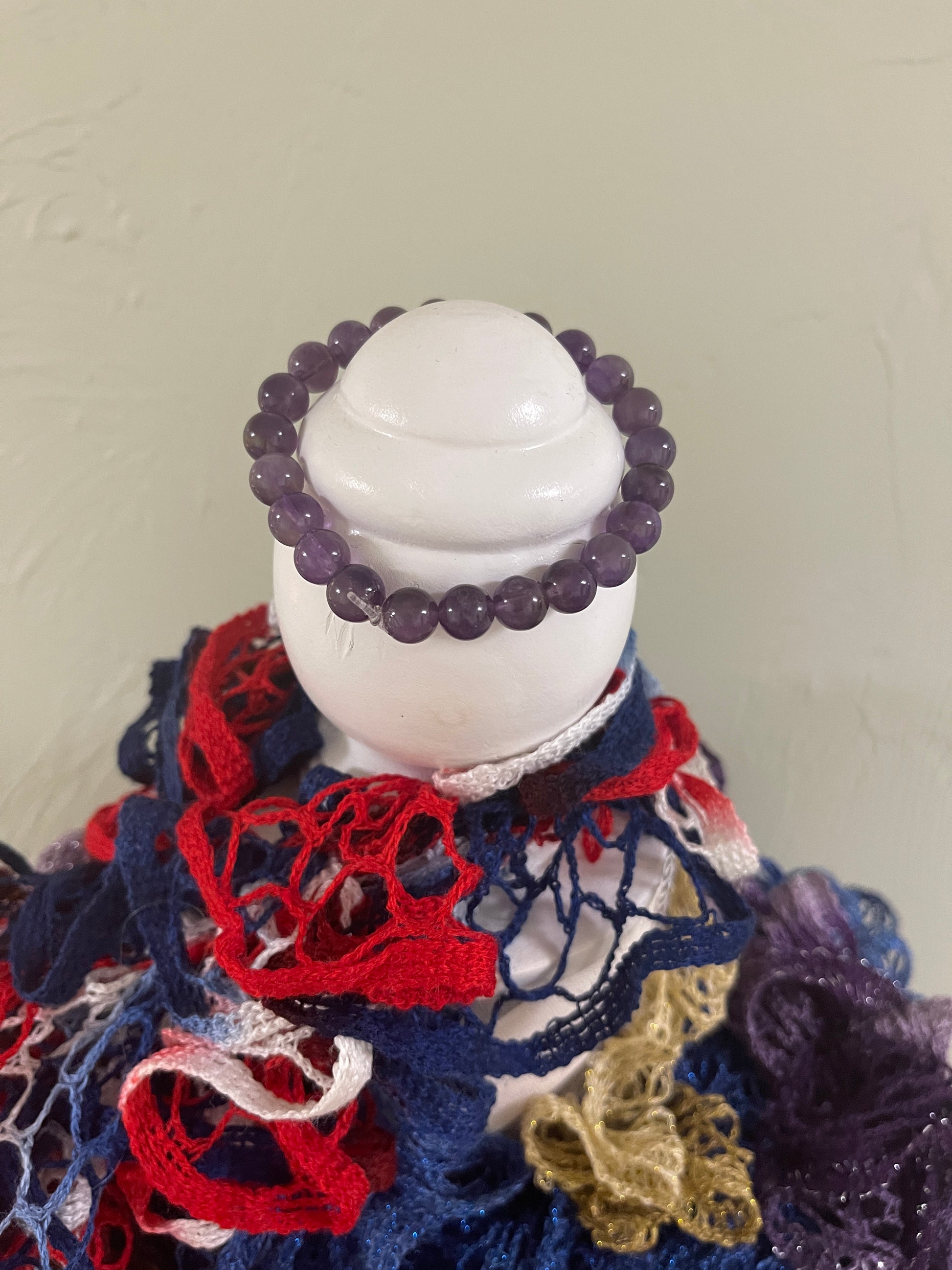 Amethyst Beaded Elastic Bracelet;  Natural Gemstones; perfect gift for him or herPink tiful of LOVE