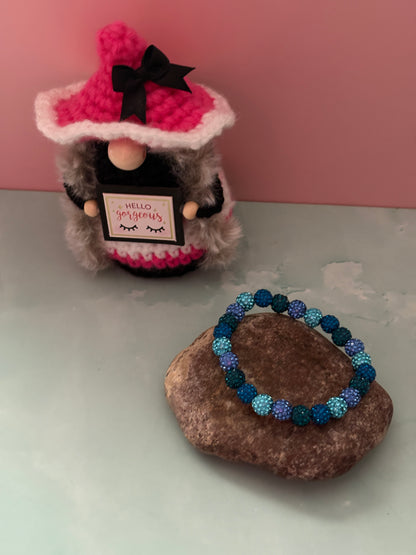 Blue Rhinestone Round Beaded Bracelet