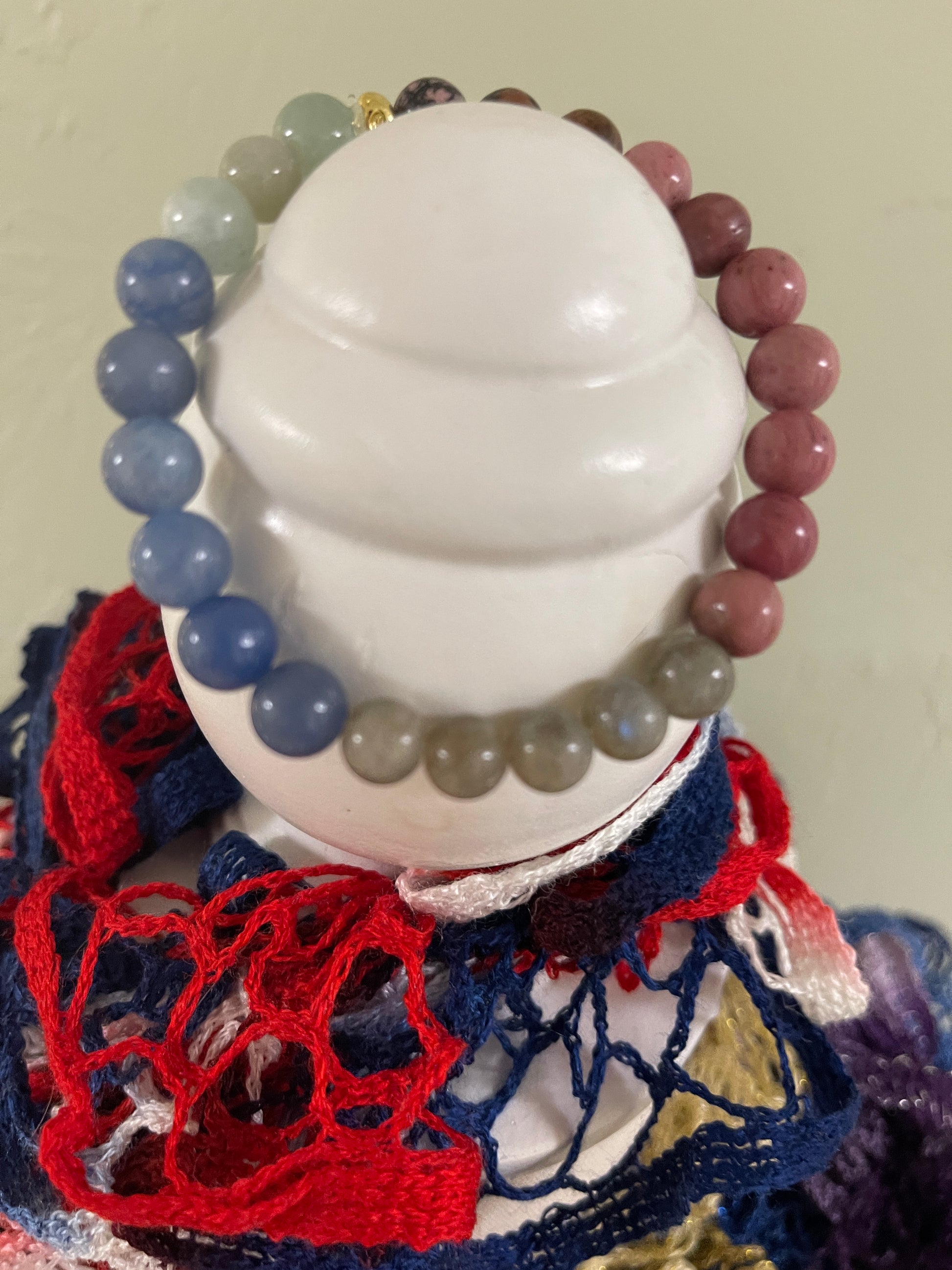 Wildflower Meadow Beaded Elastic Bracelet;  Natural Gemstones; perfect gift for him or herPink tiful of LOVE