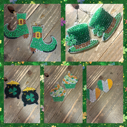 St. Patrick's Day Diamond Painting Wire Earrings (5 to choose)