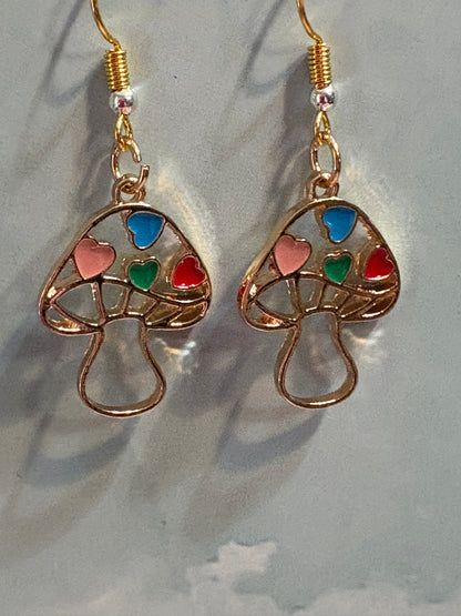 Heart Mushroom Wire Earrings