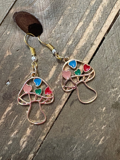 Heart Mushroom Wire Earrings