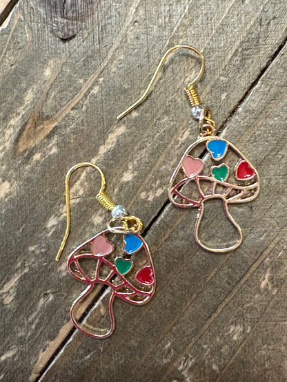 Heart Mushroom Wire Earrings