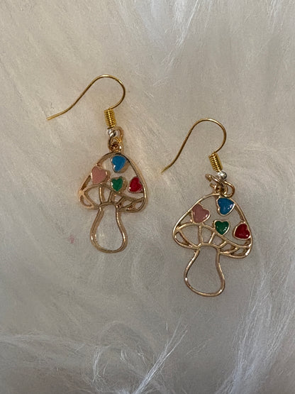 Heart Mushroom Wire Earrings
