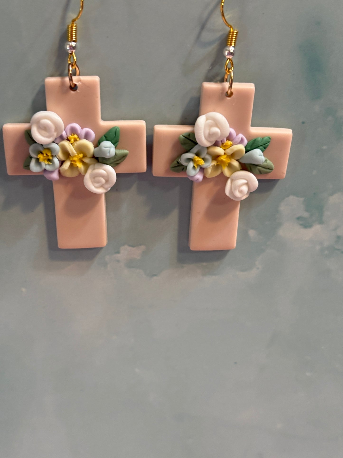 Floral Cross Wire Earrings
