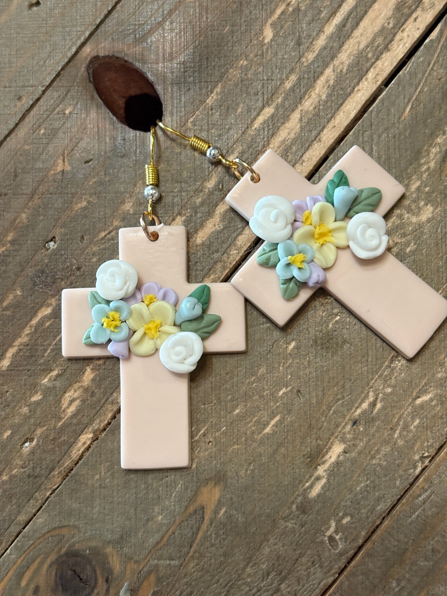 Floral Cross Wire Earrings