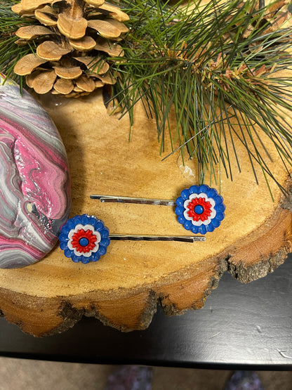 Red, White &amp; Blue Bunting Blooms Hair clips (a pair)Pink tiful of LOVE