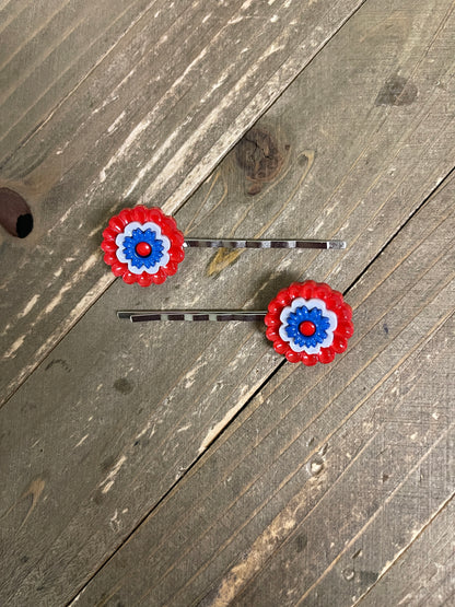 Red, White &amp; Blue Bunting Blooms Hair clips (a pair)Pink tiful of LOVE