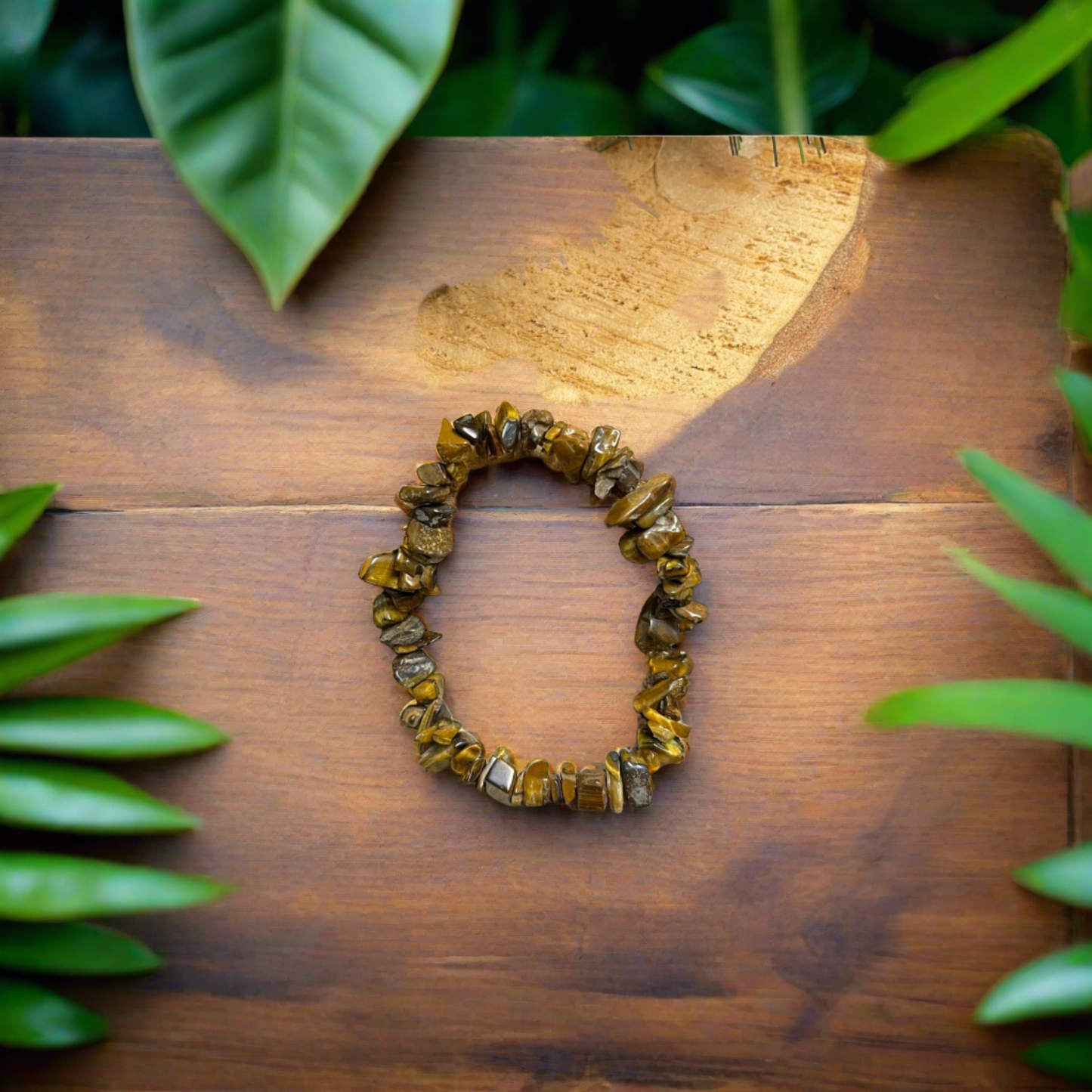 Gold Tiger Eye chip gemstone beaded Stretch braceletPink tiful of LOVE