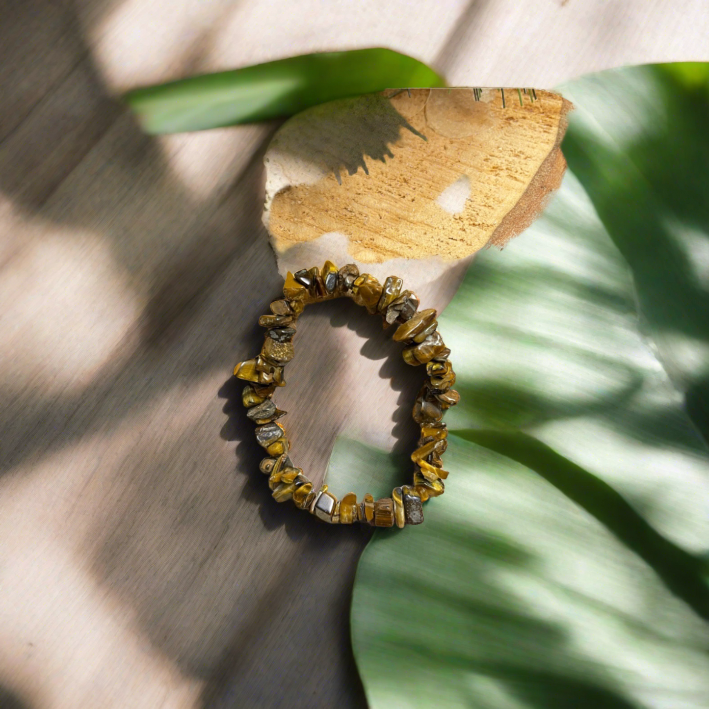 Gold Tiger Eye chip gemstone beaded Stretch braceletPink tiful of LOVE