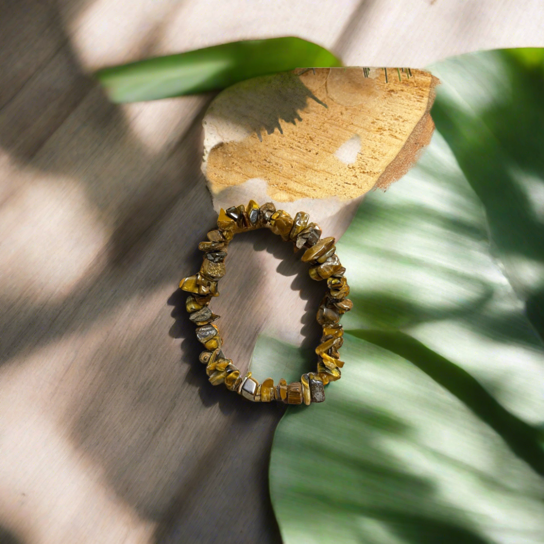 Gold Tiger Eye chip gemstone beaded Stretch braceletPink tiful of LOVE