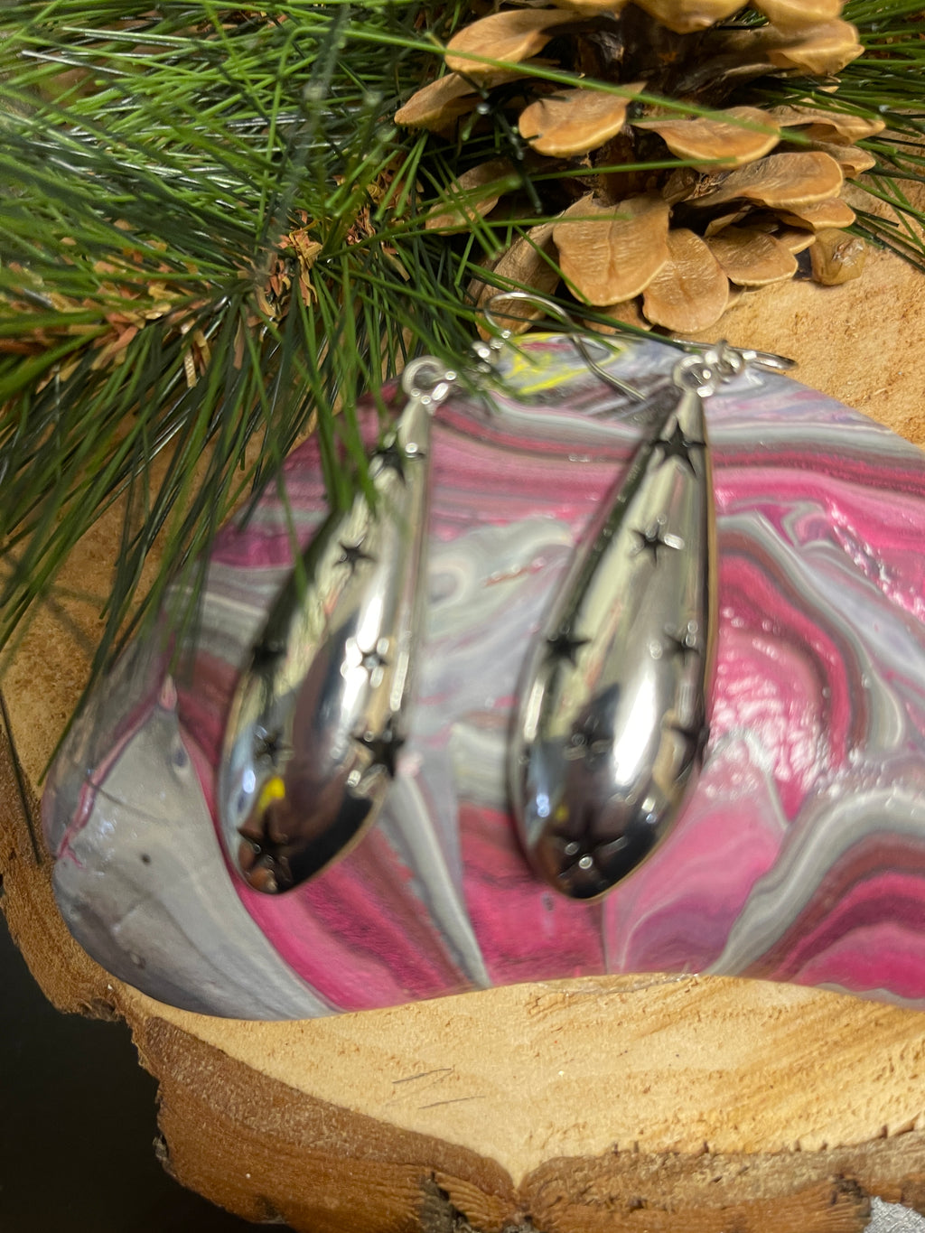 Starry Teardrop charm Wire Earring