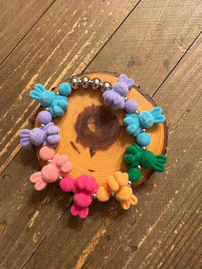 Bright Dyed Rabbit Beaded Bracelet