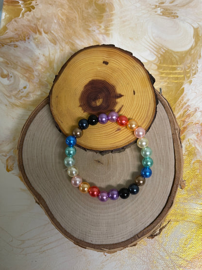 Multicolor Pearl Bracelet: Beaded Elastic/Stretch Bracelet