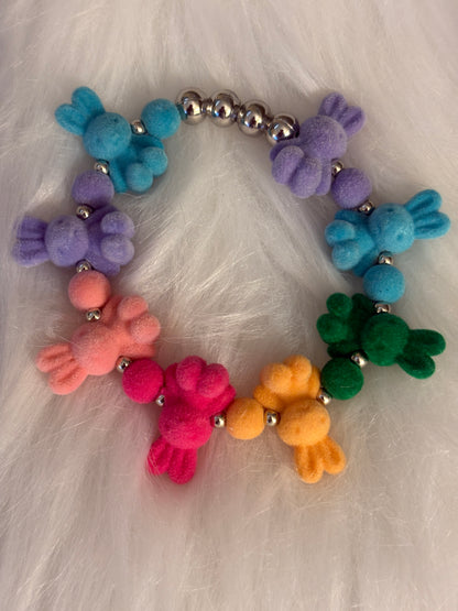 Bright Dyed Rabbit Beaded Bracelet