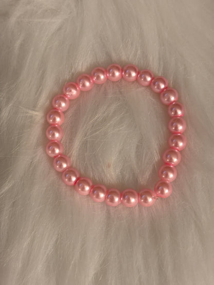 Pink Coated Glass Pearl Beaded Bracelet