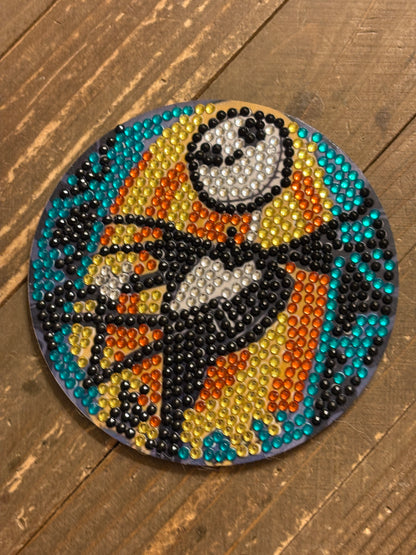 Nightmare Before Christmas Coaster Set; diamond painting; Wood & Gemstone Coasters