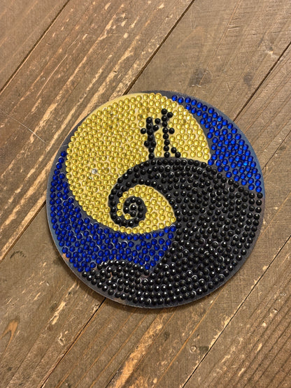 Nightmare Before Christmas Coaster Set; diamond painting; Wood & Gemstone Coasters