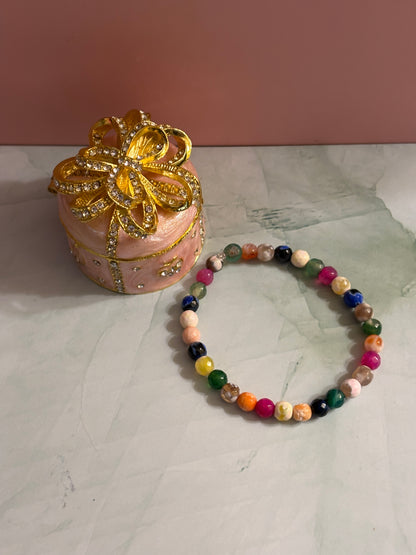 Multicolor Agate Stone Beaded Bracelet