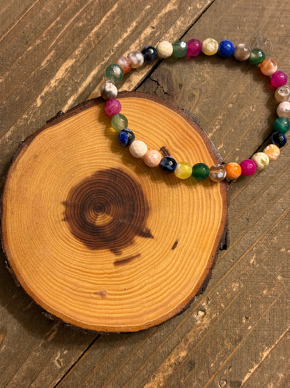 Multicolor Agate Stone Beaded Bracelet