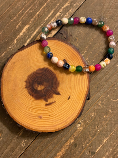 Multicolor Agate Stone Beaded Bracelet