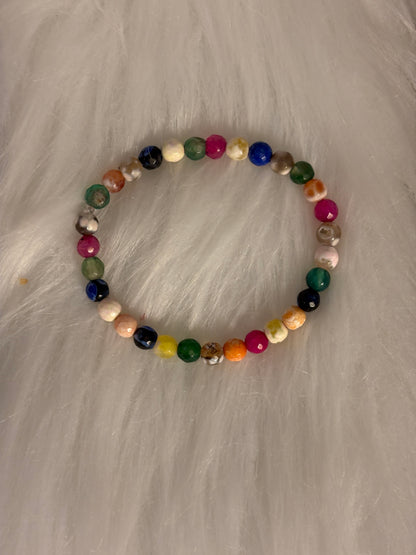 Multicolor Agate Stone Beaded Bracelet
