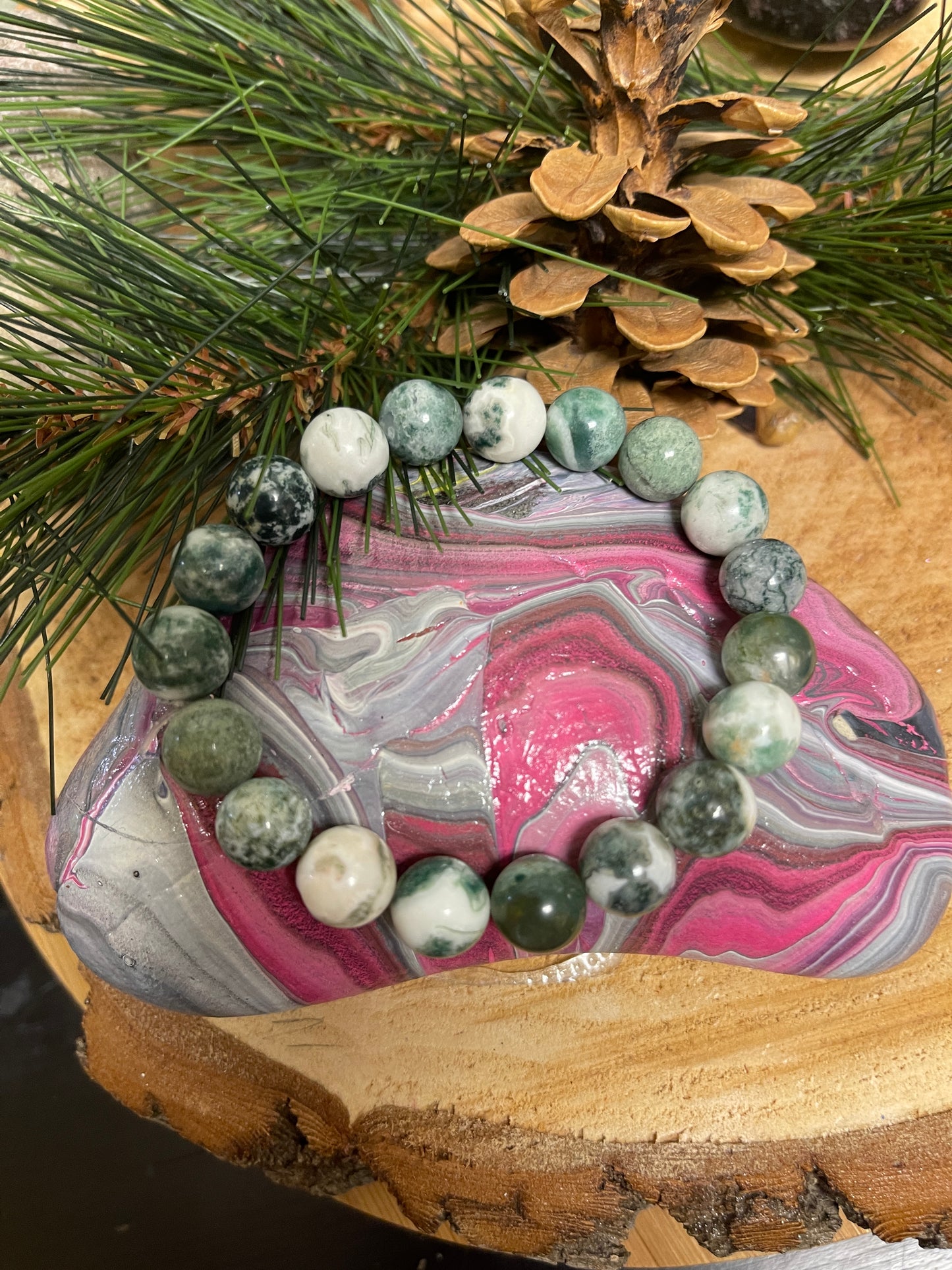 Tree Agate Bracelet;  Natural Gemstones