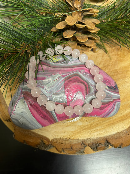 Rose Quartz Beaded Elastic Bracelet;  Natural Gemstones; perfect giftPink tiful of LOVE