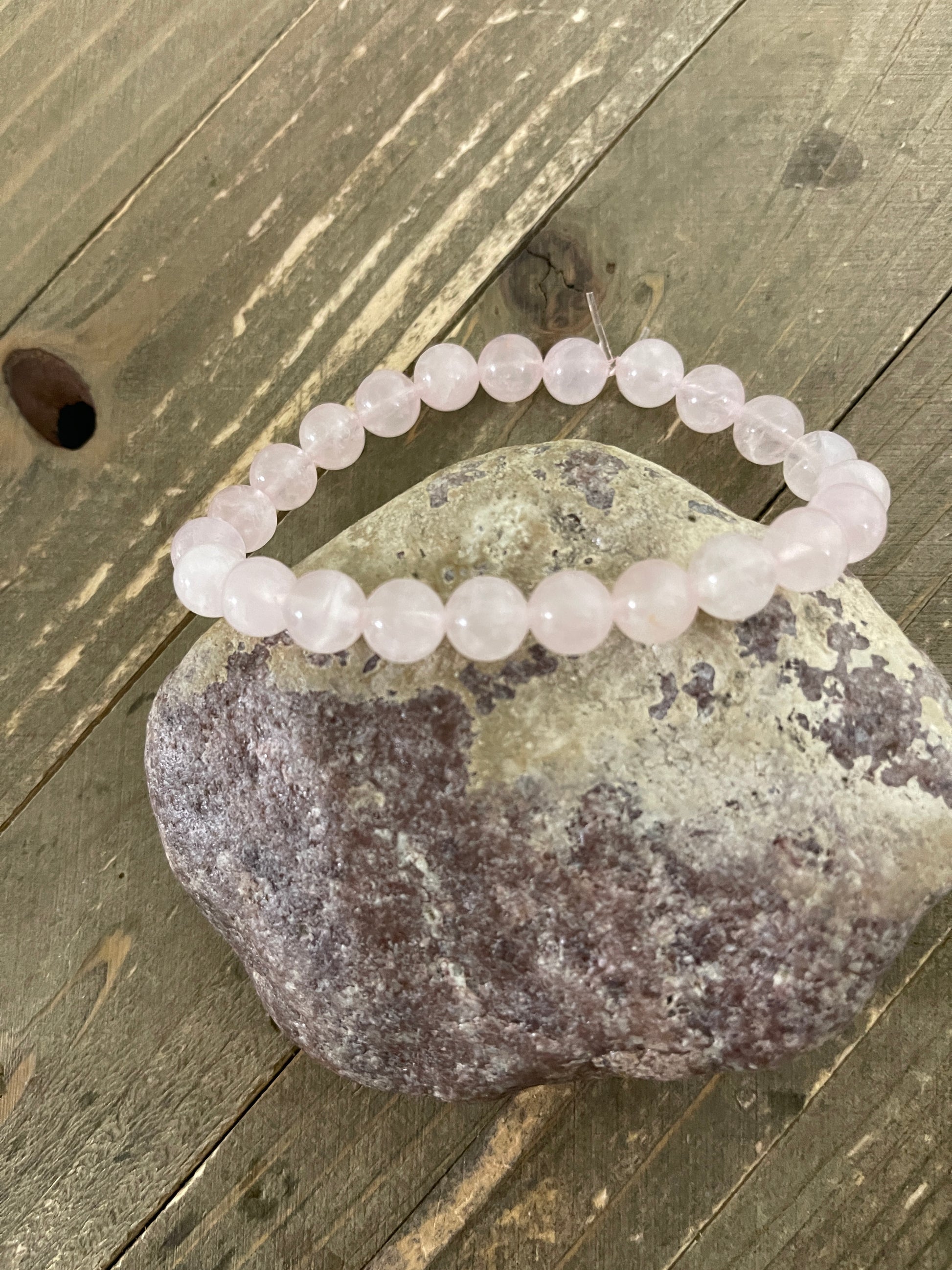 Rose Quartz Beaded Elastic Bracelet;  Natural Gemstones; perfect giftPink tiful of LOVE