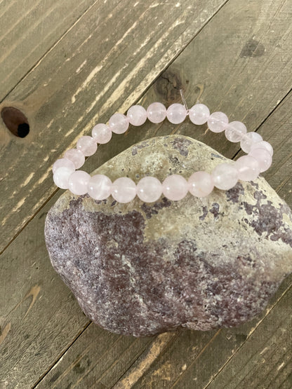 Rose Quartz Beaded Elastic Bracelet;  Natural Gemstones; perfect giftPink tiful of LOVE