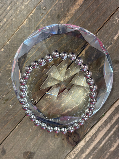 Silver Beaded Bracelet Set  (set of 3)