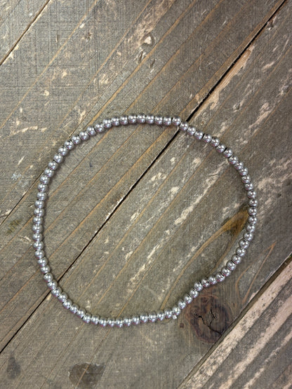 Silver Beaded Bracelet Set  (set of 3)