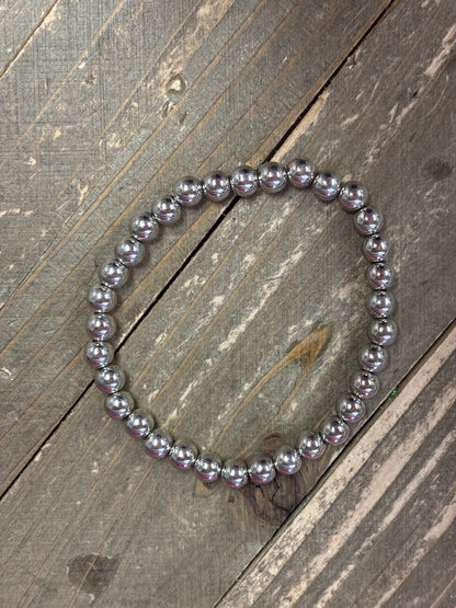 Silver Beaded Bracelet Set  (set of 3)