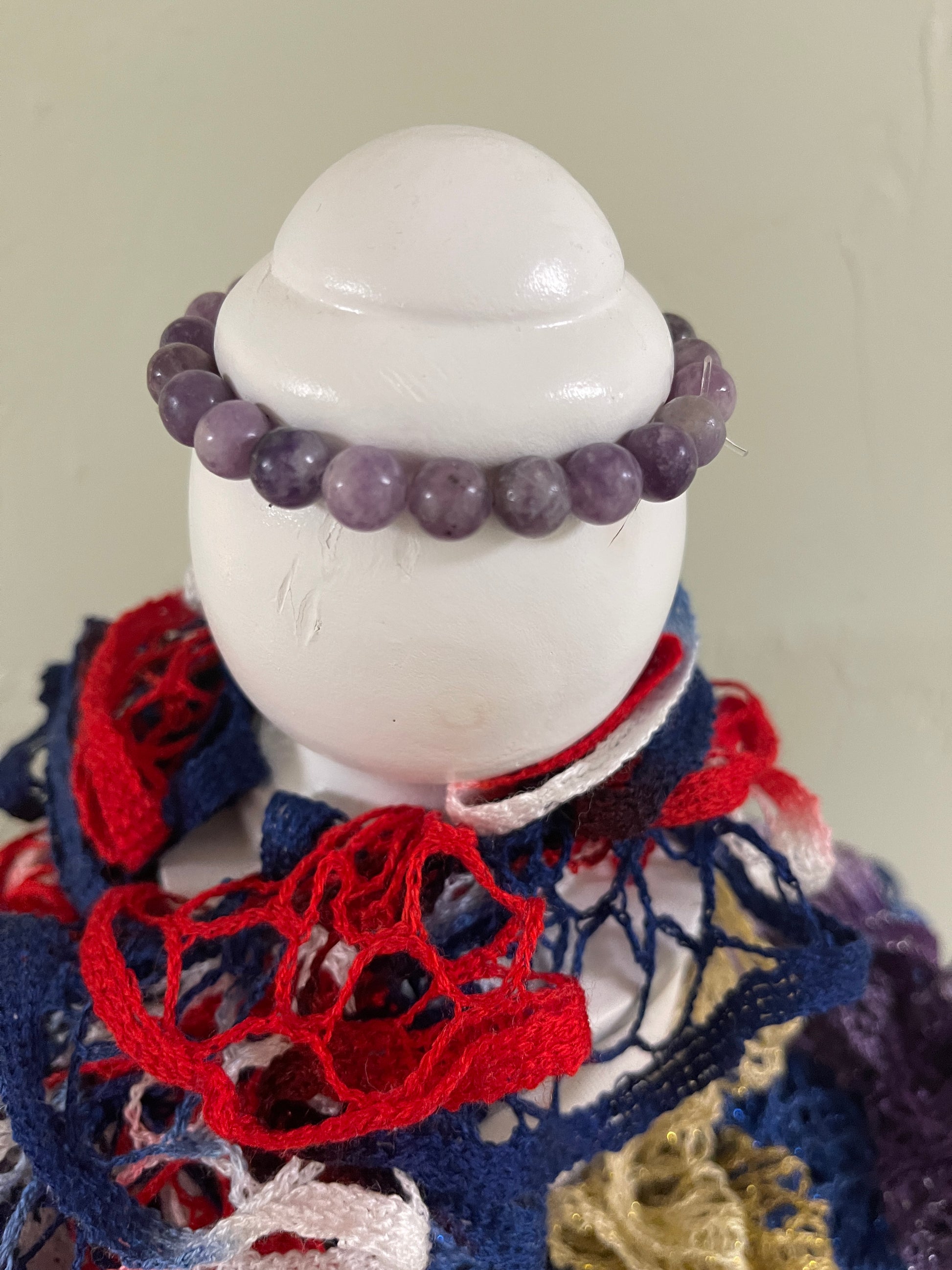 Purple Lepidolite Beaded Elastic Bracelet;  Natural Gemstones; perfect giftPink tiful of LOVE