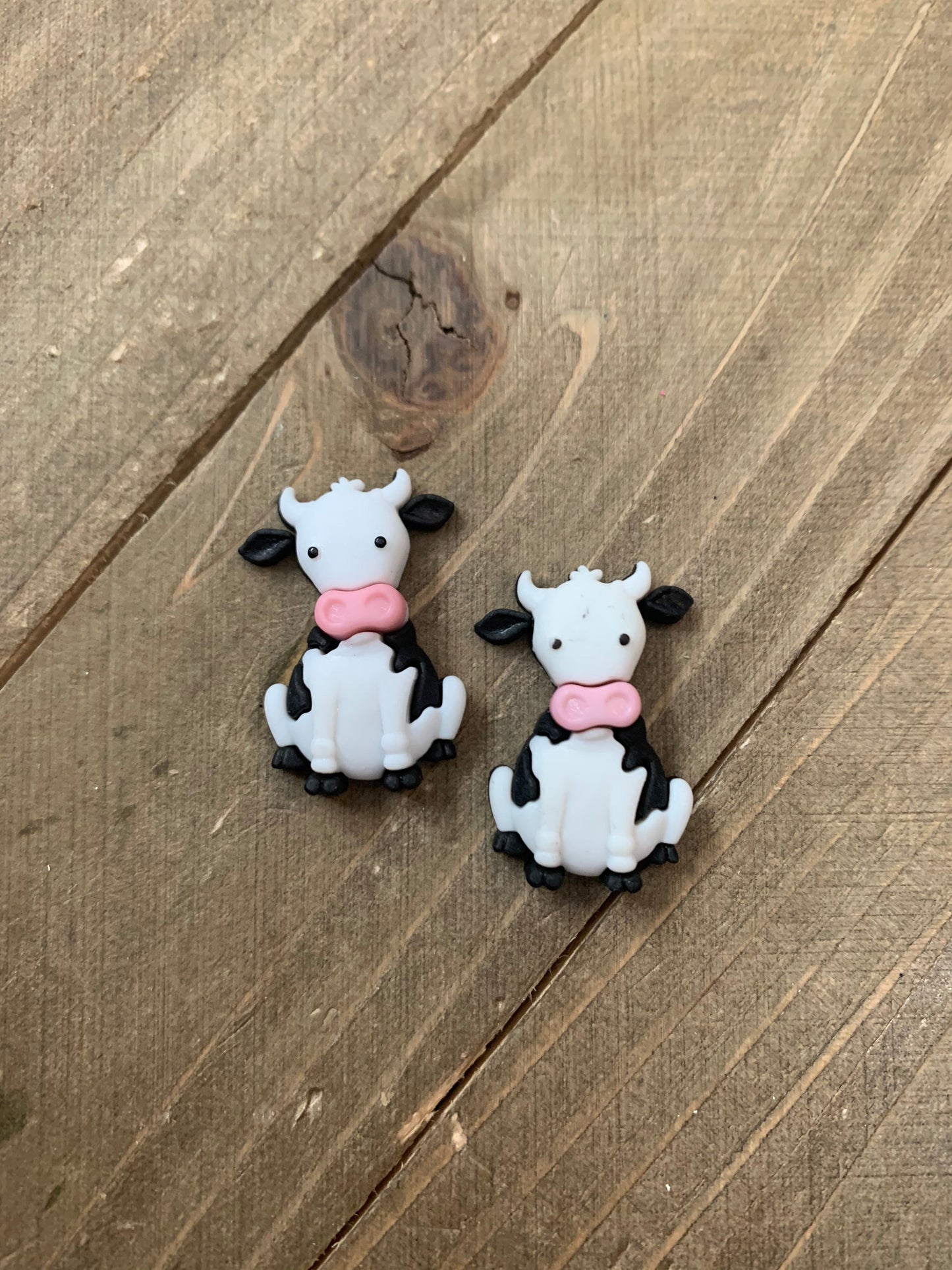 Moove-It Cow Sitting Stud Earrings – Cute Plastic Farm Animal Jewelry