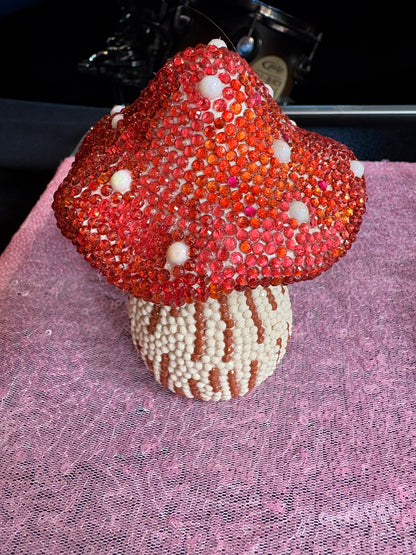 Diamond Art Ceramic Mushroom Figurine – Handmade Sparkling Home Décor
