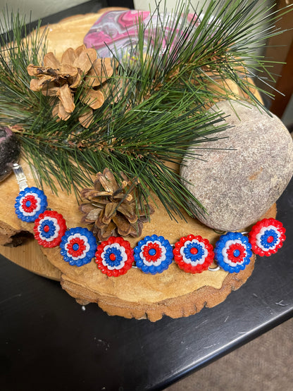 Red, White & Blue Bunting Blooms  Bracelet