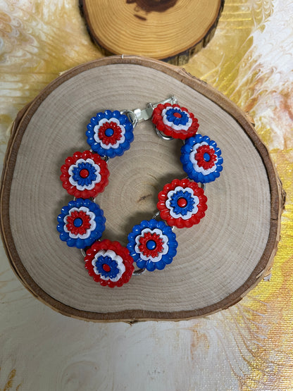 Red, White & Blue Bunting Blooms  Bracelet