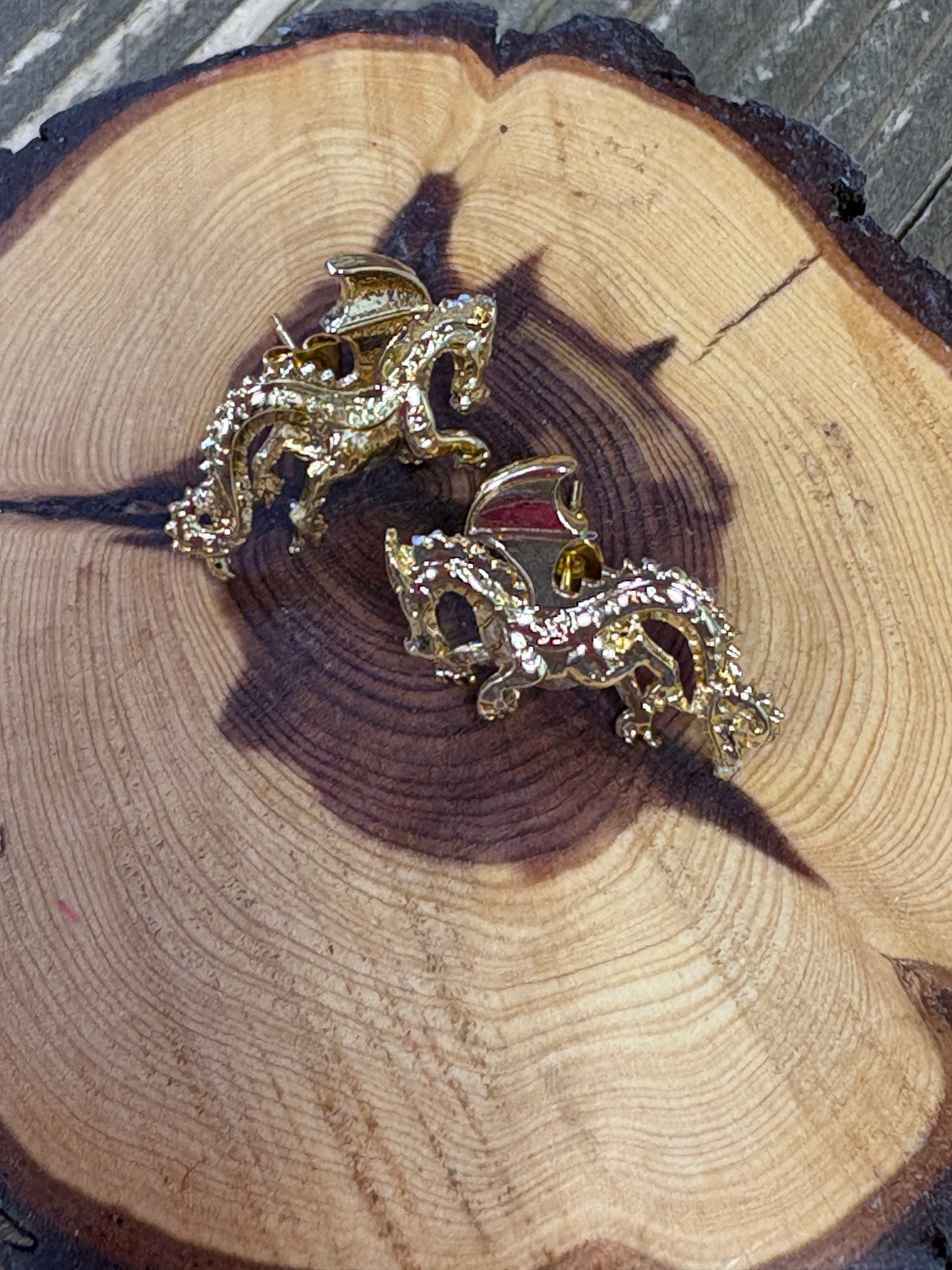 Gold Plated Dragon Post Earrings