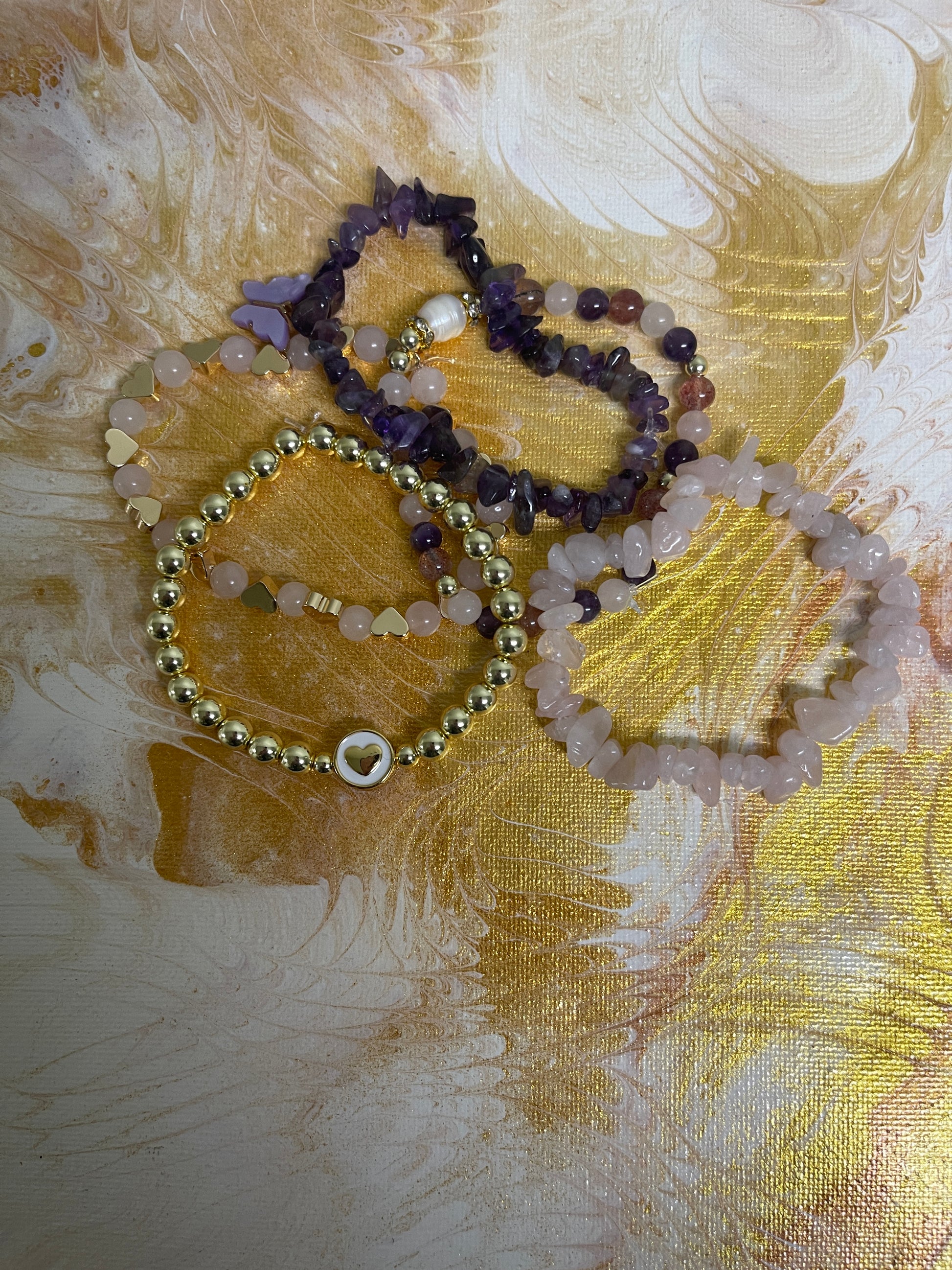 Amethyst Dream Beaded Elastic/Stretch Bracelets (Set of 5)Pink tiful of LOVE