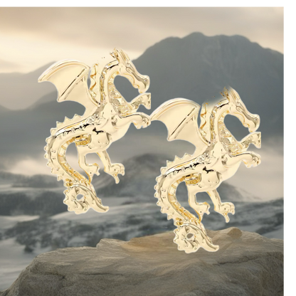 Gold Plated Dragon Post Earrings