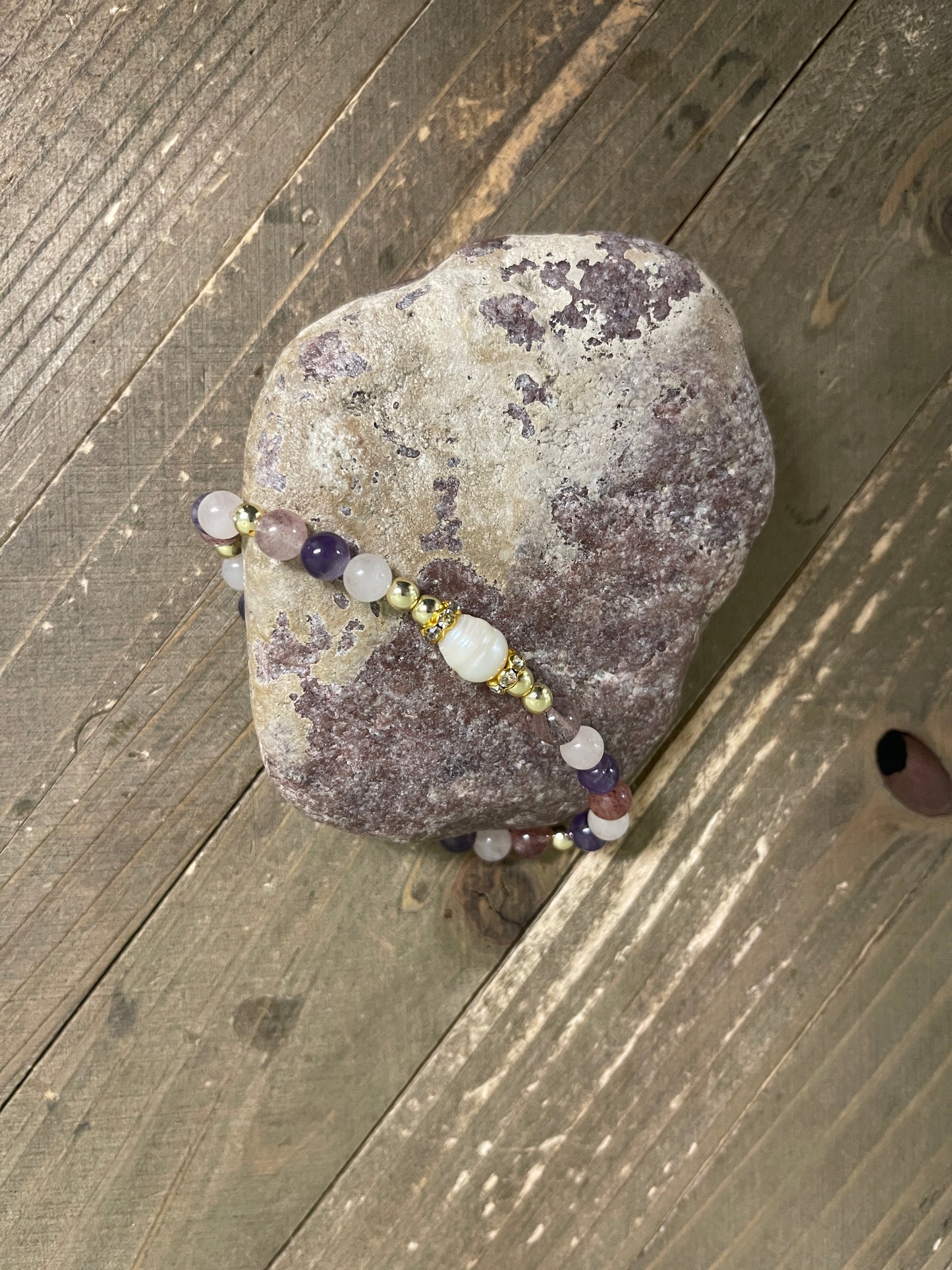 Amethyst Dream Beaded Elastic/Stretch Bracelets (Set of 5)Pink tiful of LOVE
